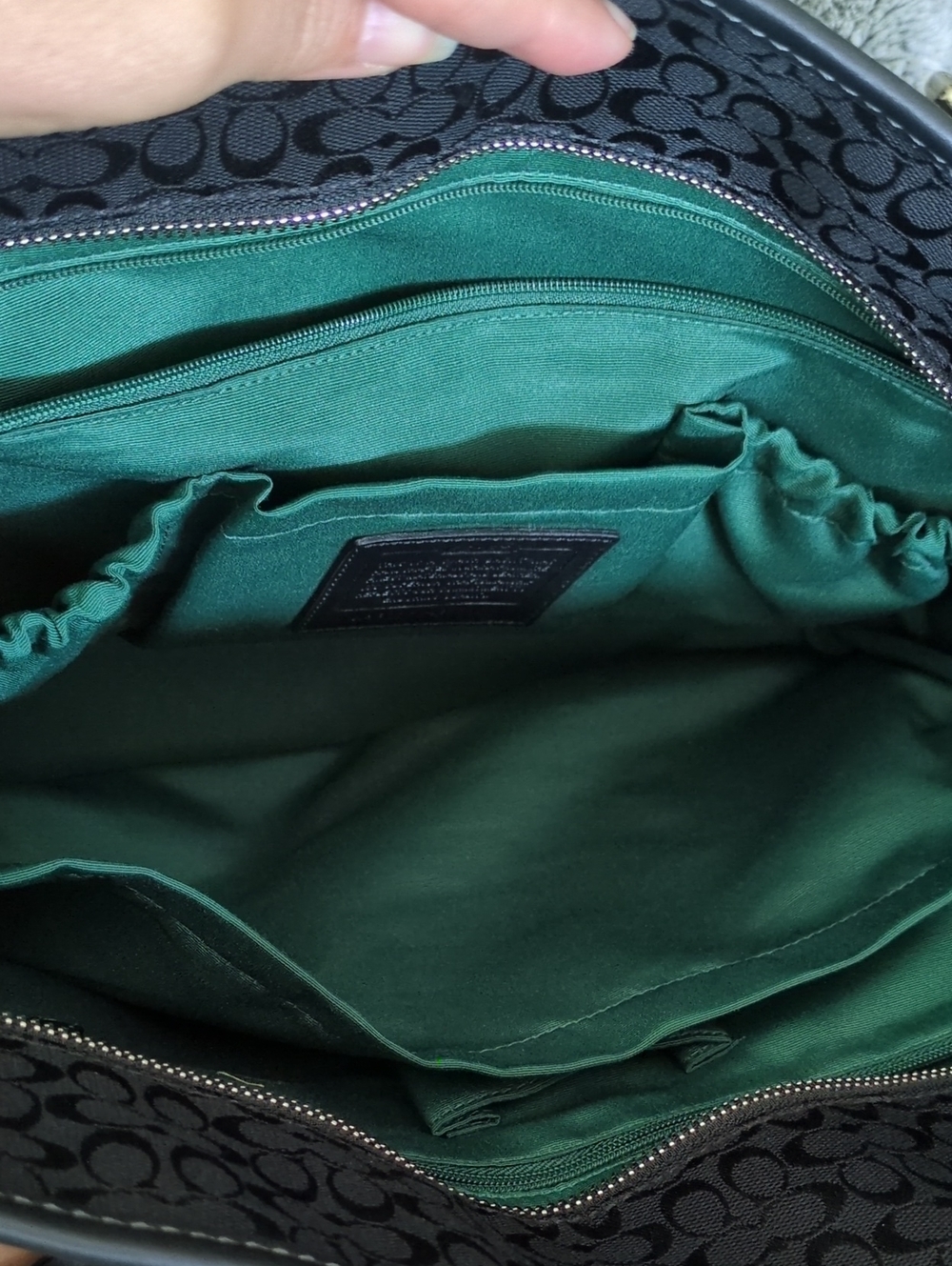 Vintage Coach Baby Bag - Black Signature Canvas Tote with Leather Trim - Picture 5 of 8